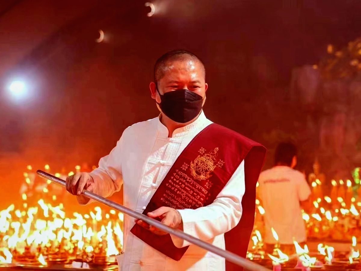 Monks at a temple blessing ceremony in Thailand