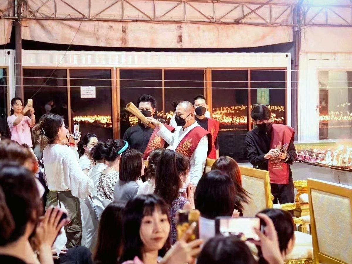 Offerings laid out at the temple